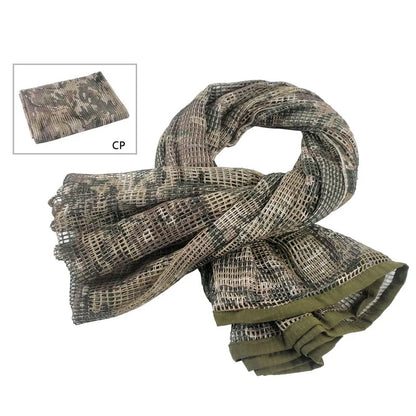 Camouflage mesh scarf sniper veil camouflage mesh face scarf veil head wrap suitable for outdoor camping hiking hunting shooting