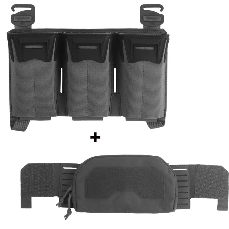 Tactical K-Zero Plate Carrier MOLLE Front Storage BagMulti-Caliber 556 9MM Triple Mag Pouch And Outer Layer Admin Pouch
