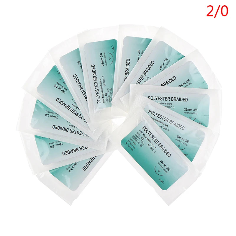 10Pcs 75cm 2/0 3/0 4/0 Medical Surgical Suture Nylon Silk Polypropylene Polyester Monofilament Thread Suture Teaching Exercises