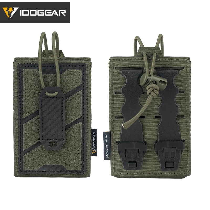 IDOGEAR TGS Tactical Universal Phone Pouch MOLLE 5.56 Mag Holder Adjustable Elastic Anti-slip Interior Charging Hole 3588