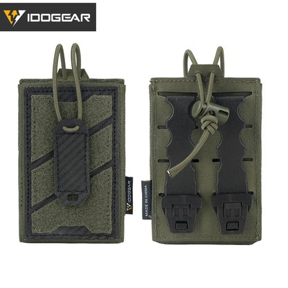 IDOGEAR TGS Tactical Universal Phone Pouch MOLLE 5.56 Mag Holder Adjustable Elastic Anti-slip Interior Charging Hole 3588