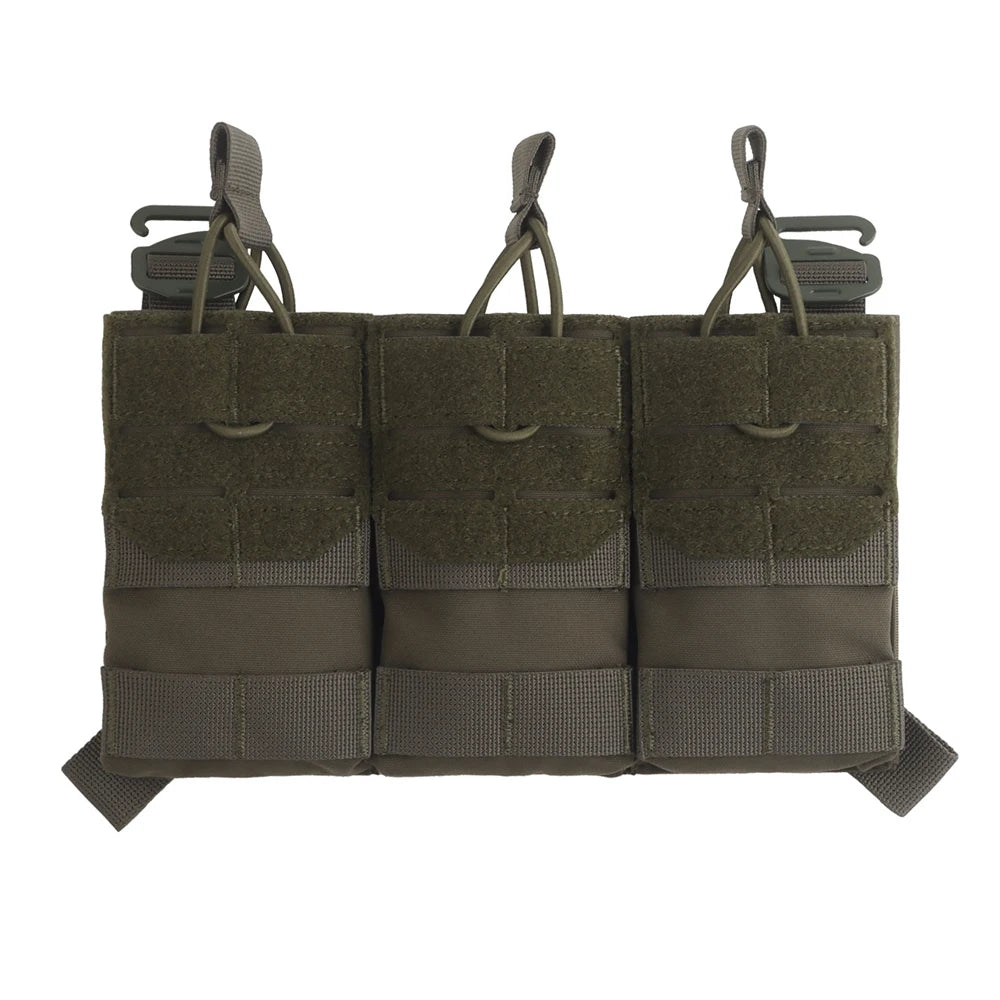 K Style Tactical Triple Magazine Pouch AR15 M4 5.56 Open-Top MAG3 Pouch for Hunting Airsoft Molle Vest Plate Carrier Front Panel