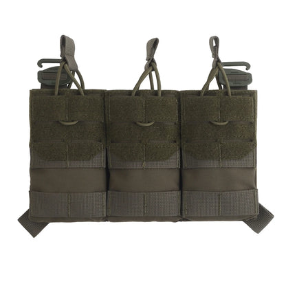 K Style Tactical Triple Magazine Pouch AR15 M4 5.56 Open-Top MAG3 Pouch for Hunting Airsoft Molle Vest Plate Carrier Front Panel