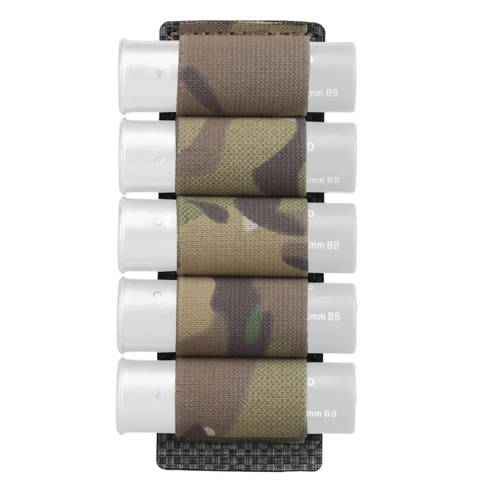 Tactical Elastic 5 Gauge Shell Holder MOLLE Shotshell Hanging Panel Magazine Pouch Paintball Airsoft Hunting Gear