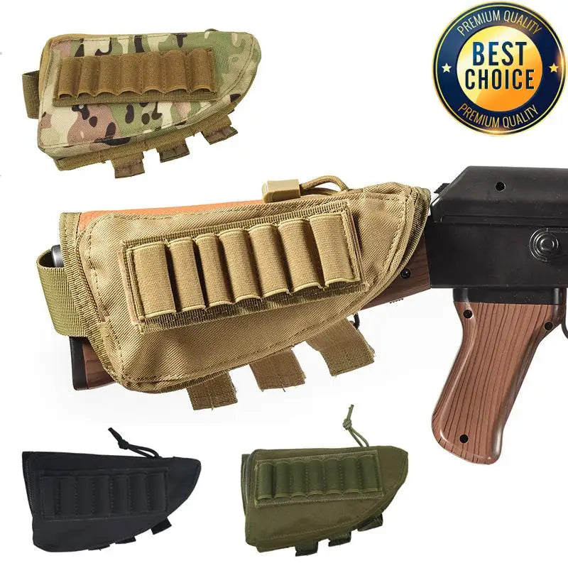 Tactical Rifle Shotgun Buttstock Cheek Rest Rifle Stock Ammo Shell Nylon Magazine Molle Pouch Holder Gun Accessories for Hunting