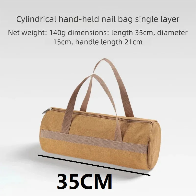 Camping Tools Storage Bag Large Capacity Cylinder Tent Stake Bag Lightweight Tent Peg Ground Nail Holder Bag for Outdoor Camping