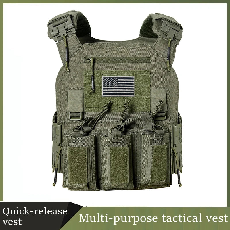 Wear-resistant Quick-Release Laser-Cut MOLLE System Outdoor Hunting Training Tactical Vest Made of Nylon Material