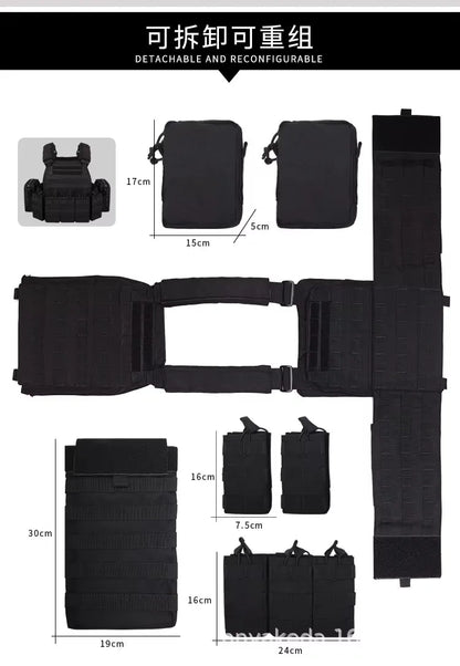 YAKEDA 1000D Nylon Tactical Vest Outdoor Hunting Protective Adjustable Multifunction Molle Vest for Airsoft Combat Equipment