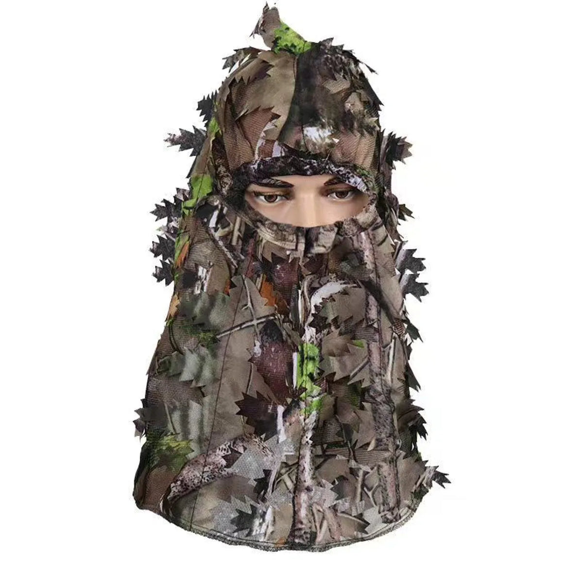 Outdoor Camouflage Headgear, 3D Leaf Camouflage Full Face Hood