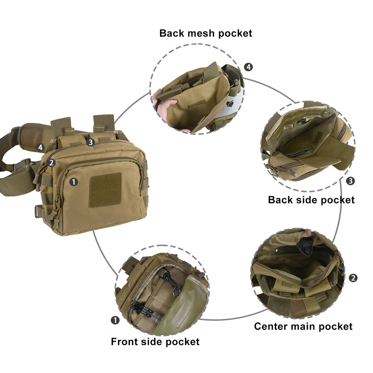 Tactical 2 Bangers Range Bag, Crossbody Pouch with AR/M4 and Pistols Magazine Holders for Outdoor Hunting, Shooting & Sports