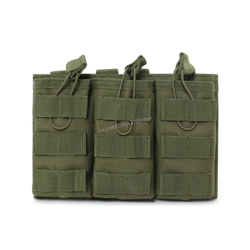 AG 3 MOLLE 5.56 M4 Triple Magazine Pouch Tactical Vest Bungee Retention Plate Carrier Front Placard MAG Holder Bag Airsoft