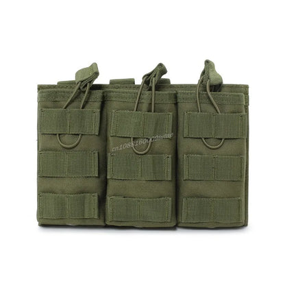 AG 3 MOLLE 5.56 M4 Triple Magazine Pouch Tactical Vest Bungee Retention Plate Carrier Front Placard MAG Holder Bag Airsoft