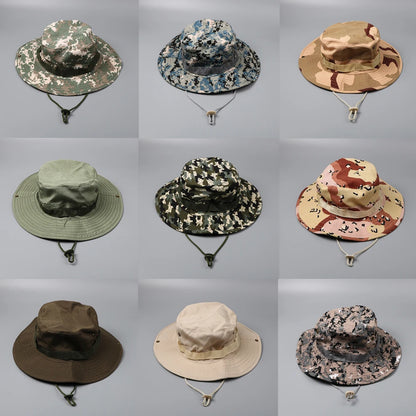 Camouflage Tactical Boonie Hats Camping Climbing Bucket Sniper Hat Men Outdoor Fishing Hiking Cap Sun Protective Boonie Caps