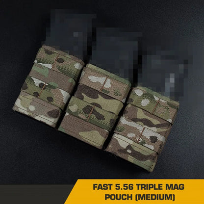 Tactical Fast 5.56 Triple Mag Pouch Medium M4 KYWI Molle Magazine Pouch Insert Open Malice Clip Strap Hunting Airsoft Accessorie