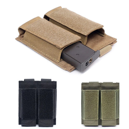 Molle Double 9MM Magazine Pouch Hunting Flashlight Holder EDC Waist Bag Airsoft Mag Holster Storage Bags