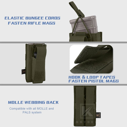 KRYDEX Tactical Magazine Pouch Single Open-Top 5.56 M4 M16 AR15 Rifle & Pistol Mag Pouch Holster Hunting Vest Accessories