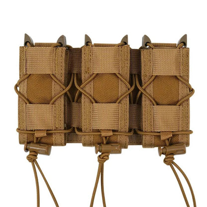 Tiger Style Short Triple Quick Draw 9mm Mag Pouch MOLLE Compatible Tactical Storage Pouch For Belt Vest Outdoor Airsoft Accessor