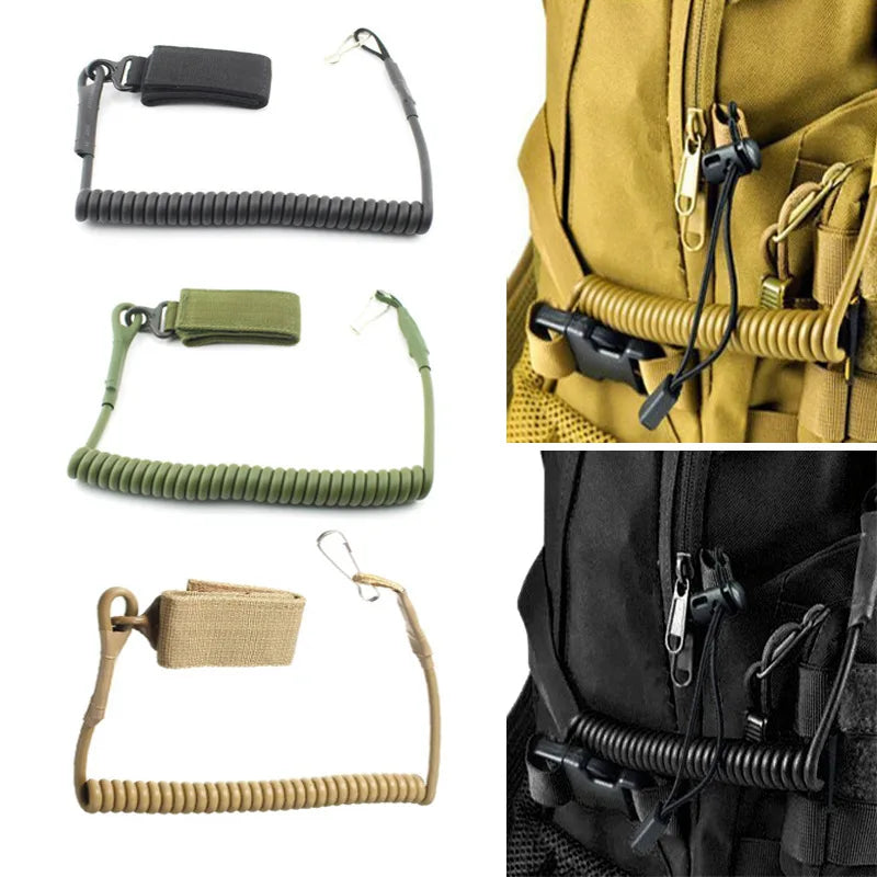 Molle Airsoft coil handgun spring sling Anti-lost hunt elastic belt rope strap backpack bag tool lanyard gun pistol Accessories