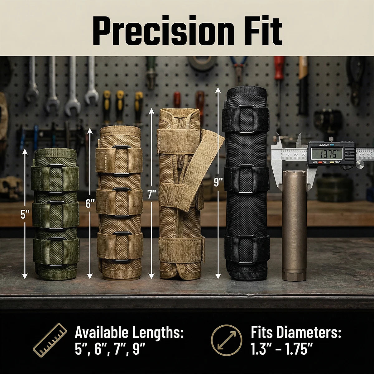 Tactical Sound Damper Suppressor Cover Fireproof Resistant Silicone Heat-Insulating Airsoft Protective Cover for 5/6/7/7.5/9Inch