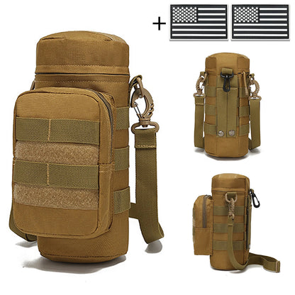 Outdoor hunting Molle water bottle bag with adjustable shoulder strap Magic Sticky, suitable for hiking, fishing and hunting