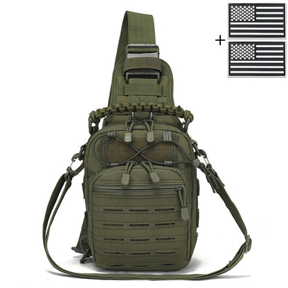 Laser MOLLE EDC outdoor hunting bag can be carried on one shoulder or diagonally, with a woven handle and a shoulder strap