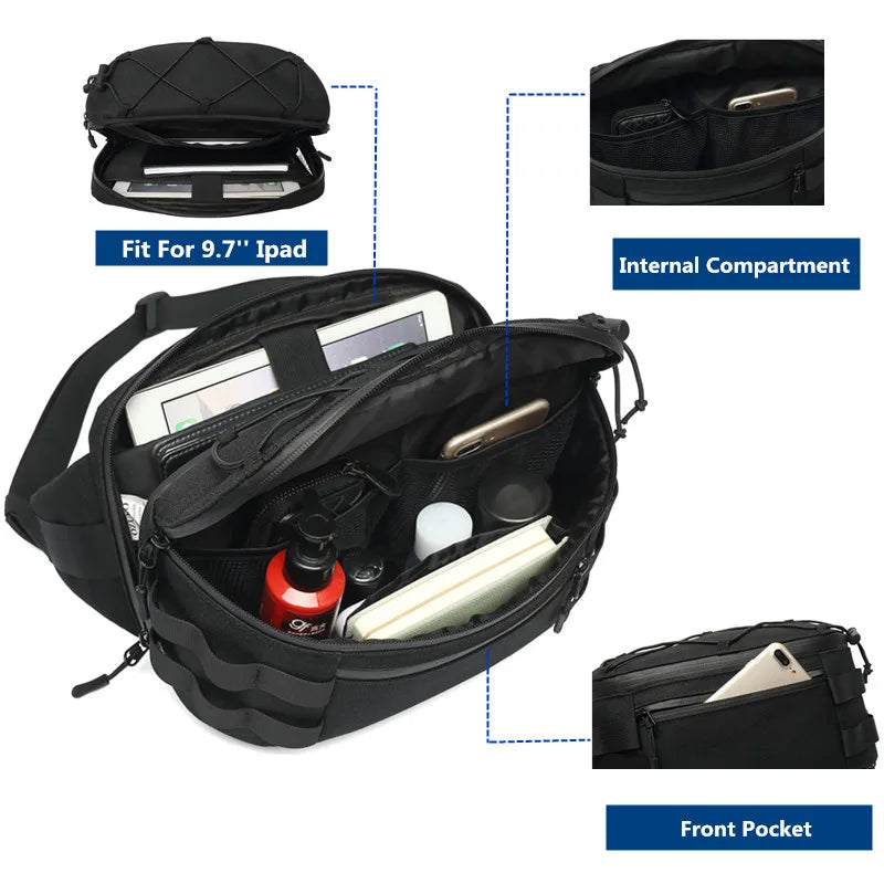 OZUKO Running Fanny Pack Men's Waist Bag Fashion Chest Pack Outdoor Sports Belt Bag for Teenager Waterproof Men Waist Bags