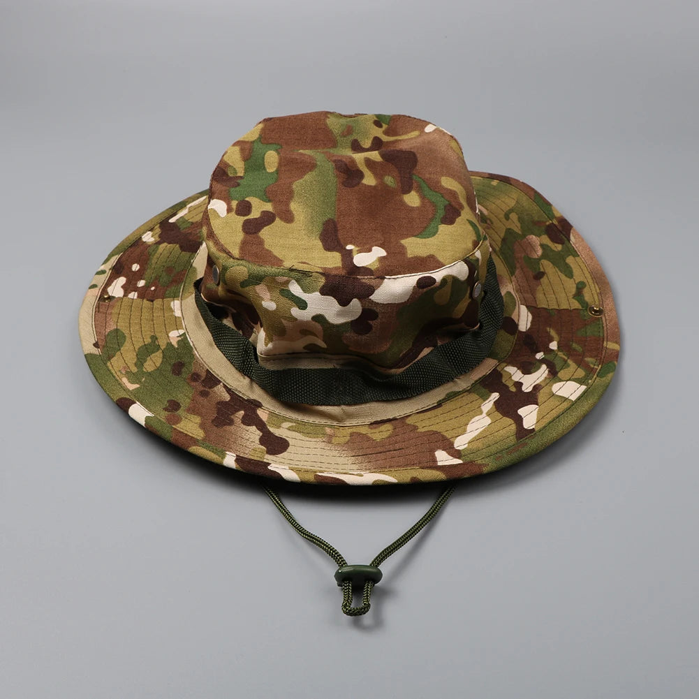 59CM Camouflage Tactical Cap Boonie Hat Caps Men Outdoor Sports Sun Bucket Cap Fishing Hiking Hunting Hats