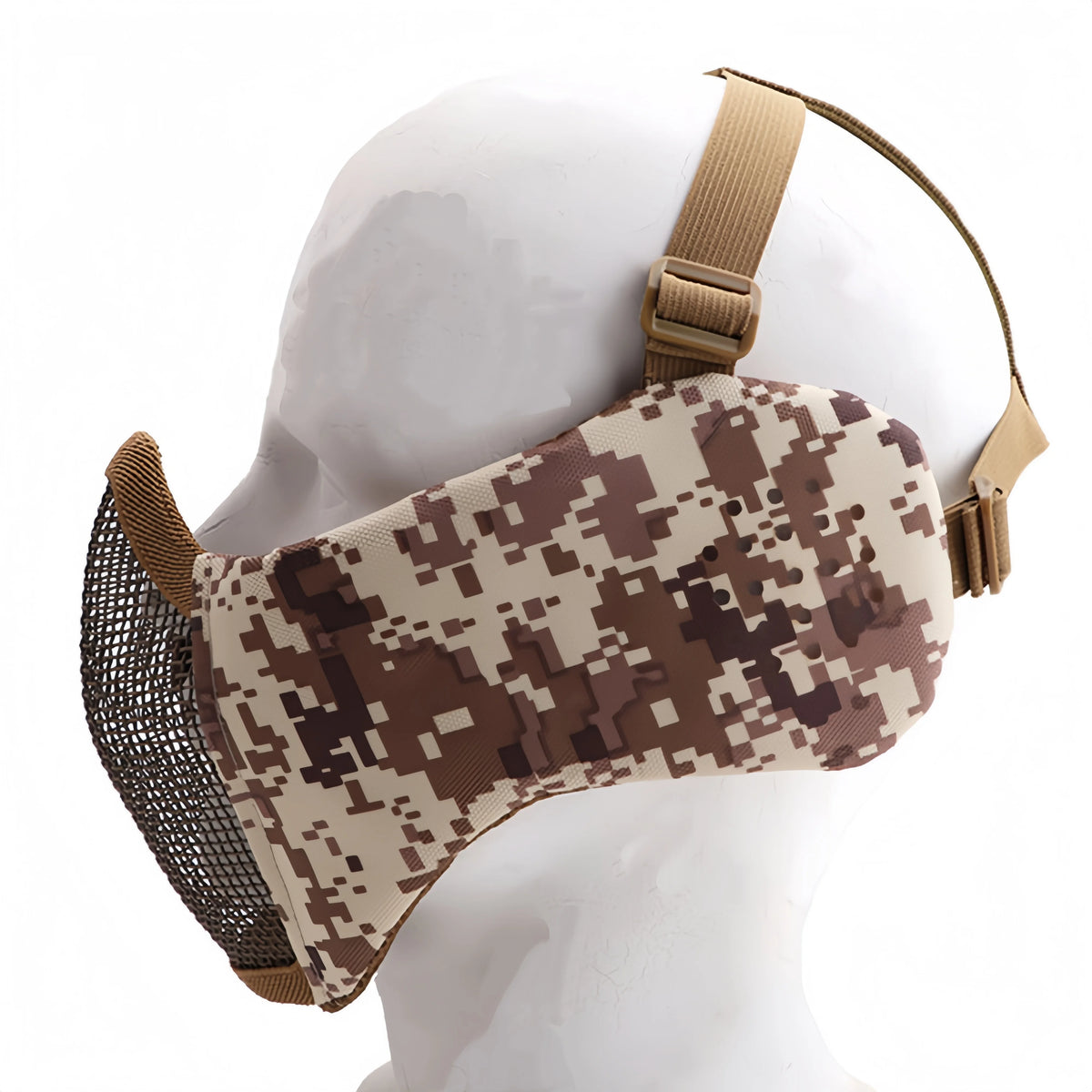 Hunting Foldable Mesh Mask With Ear Protection Airsoft Half Face Paintball Shooting Tactical CS Wargame Face Protective Mask
