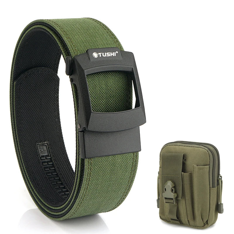 HSSEE 4.3cm Military Tactical Belt for Men Metal Automatic Buckle Thick Nylon Outdoor Hunting IPSC Gun Belt Casual Girdle Male