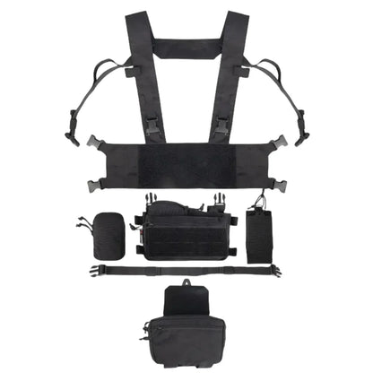 YAKEDA Tactical Vest Chest Rig: Durable 1000D Polyester with 5.56/7.62 Mag, Pistol Holder, Wing Pouch, and Molle Dangler Pouch