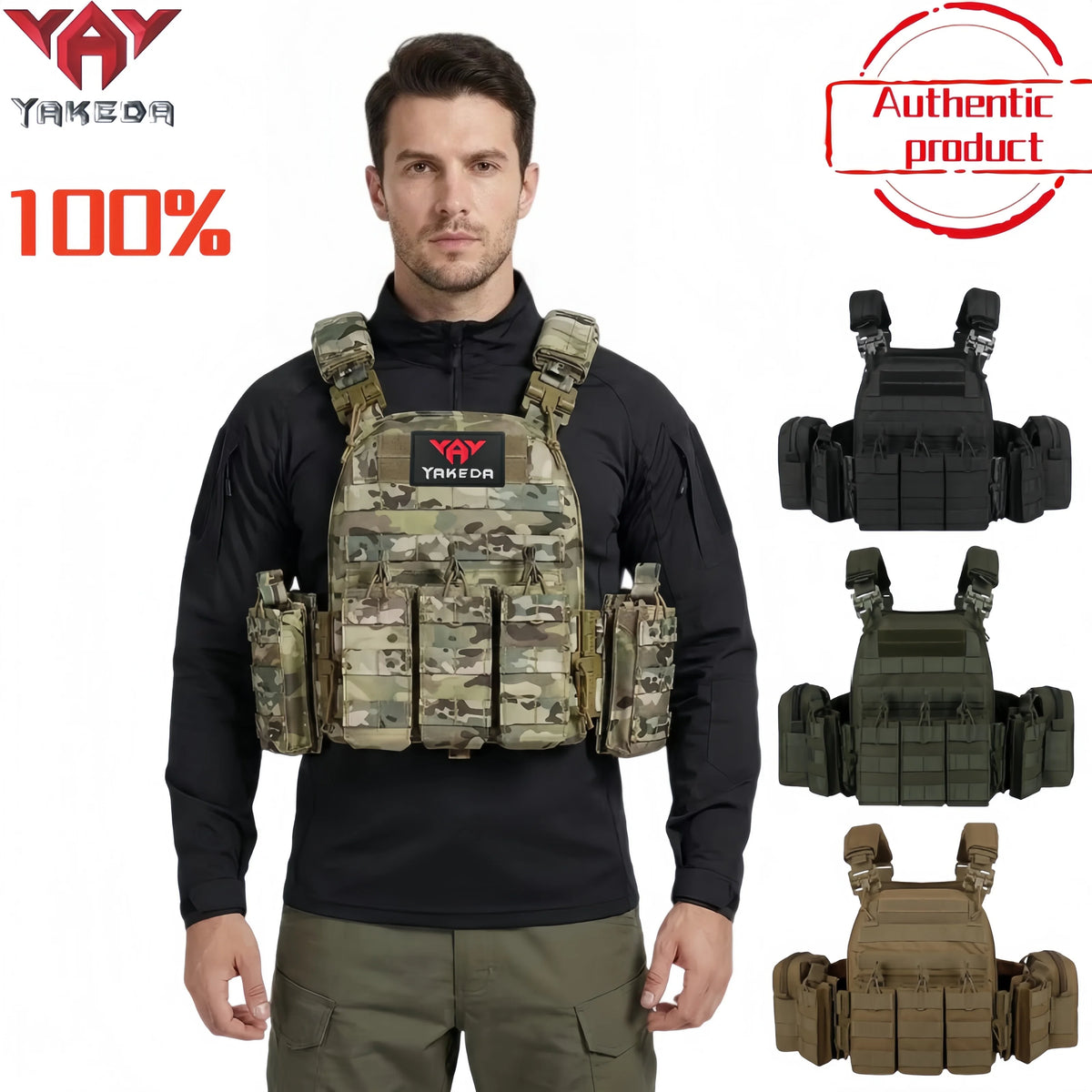 YAKEDA Tactical Vest 6094 Fast detachable light laser cut outdoor hunting black gear carry vest of high quality
