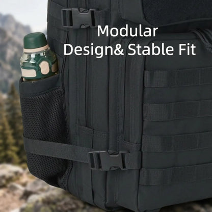 45L Large Tactical Hunting Backpack Shooting Rucksack with Dual Water Bottle Holders Outdoor Camo Hunting Gear Storage Backpack Survival Equipment Bag for Wild Shooting Hunting Trip Hiking Trekking Travel Sports EDC Daily Use Unisex Hunter Daypack