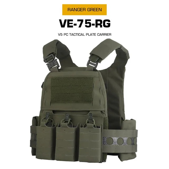 WOSPORT Hunting Vest V5 PC Quick Release Tactical MOLLE Plate Carrier With Triple Magazine Pouches Modular Vest