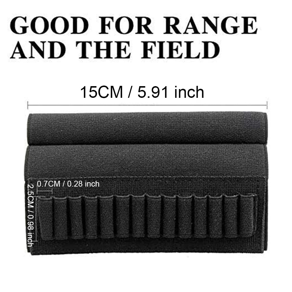 12/14 Rounds Tactical Rifle Ammo Pouch Buttstock Shell Holder Cartridge Carrier Utility Bullet Bandolier Carrier for .223/.30Cal