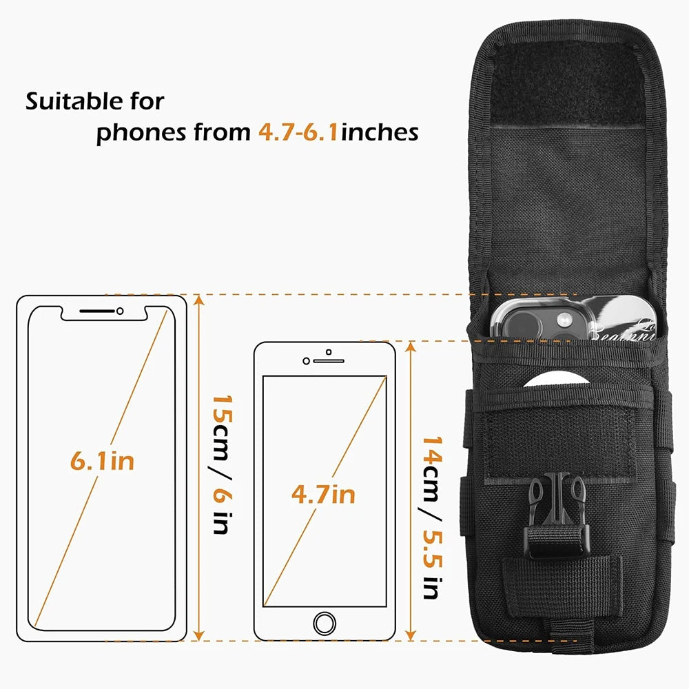 Tactical Double-Layer Phone Pouch Waist Bag EDC Tool Bag Vest Pouch Mobile Phone Bag Waterproof Sport Hunting Belt Travel Tools
