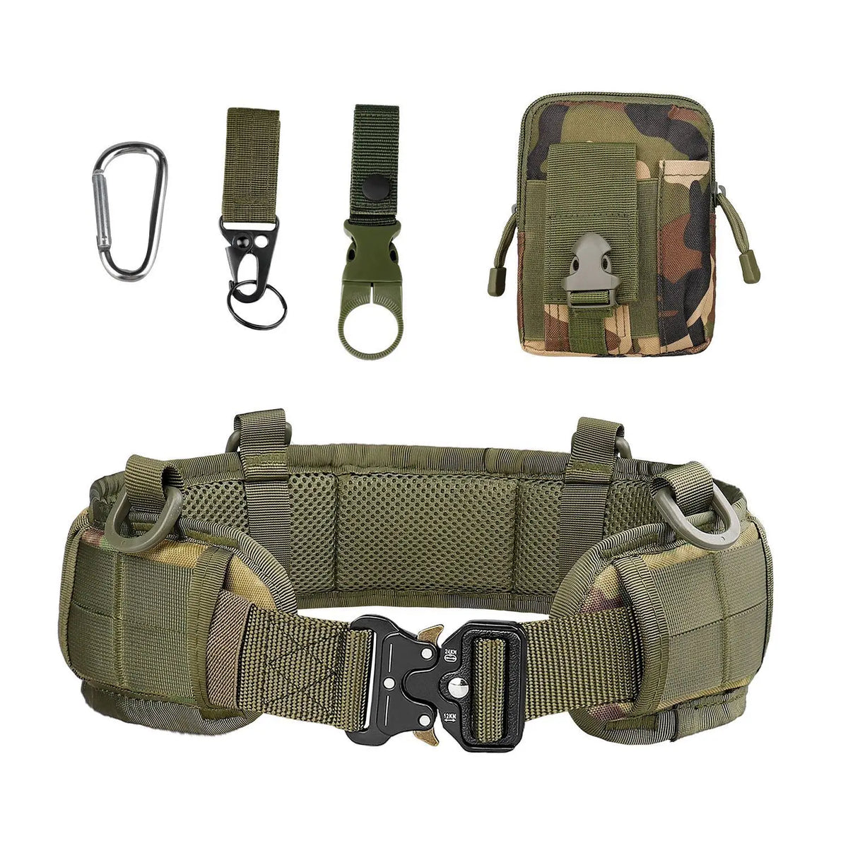 Tactical Waist Belt with Detachable Pouch Quick Release Buckle Outdoor Utility Gear for Hiking Camping Fishing Military Training