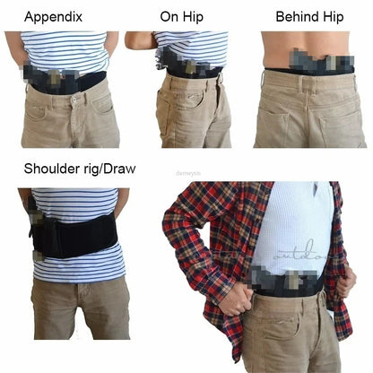 Left / Right Hand Concealed Carry Belly Band Gun Holster for G19, 17, 42, 43, P238, Ruger LCP