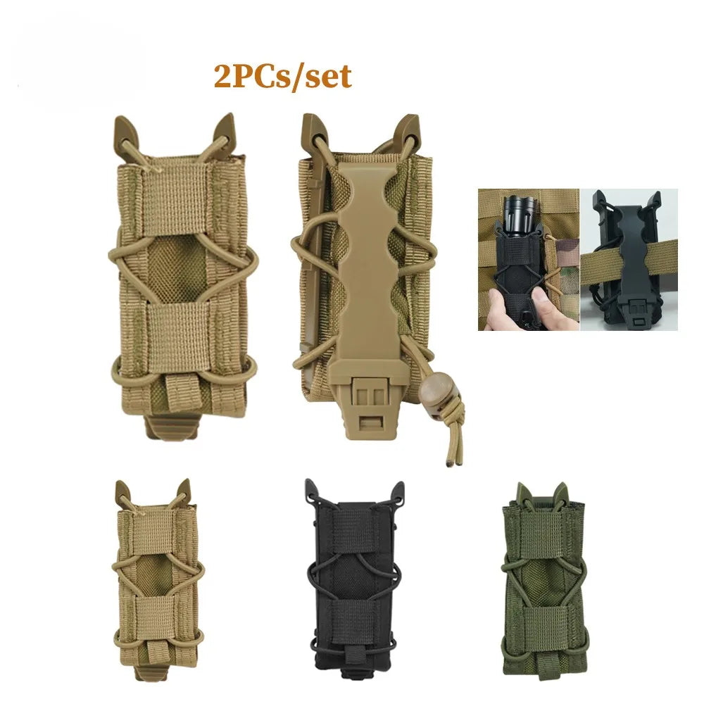 Tactical Magazine Pouch Single Mag Holster Molle Flashlight Pouches Torch Holder 9MM Pistol Magazine Pouch EDC Waist Bag
