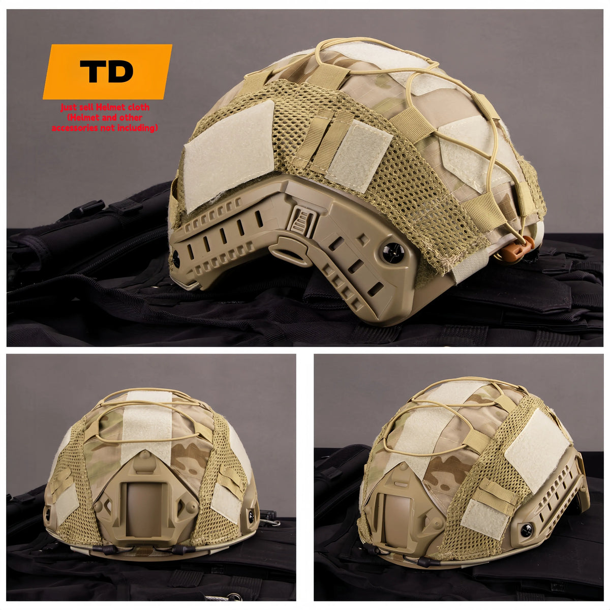 FAST Helmet Cover Multi-Cam Tactical Helmet Mesh with Elastic Cord for Fast MH PJ BJ Helmets Airsoft Paintball Hunting Shooting