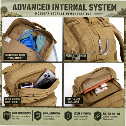 24L Tactical Hunting Backpack for Men Women Molle Modular System Durable Outdoor Daypack Gear Storage Pack for Shooting Camping Hiking Trekking Fishing Cycling Travel Daily Commute Sports