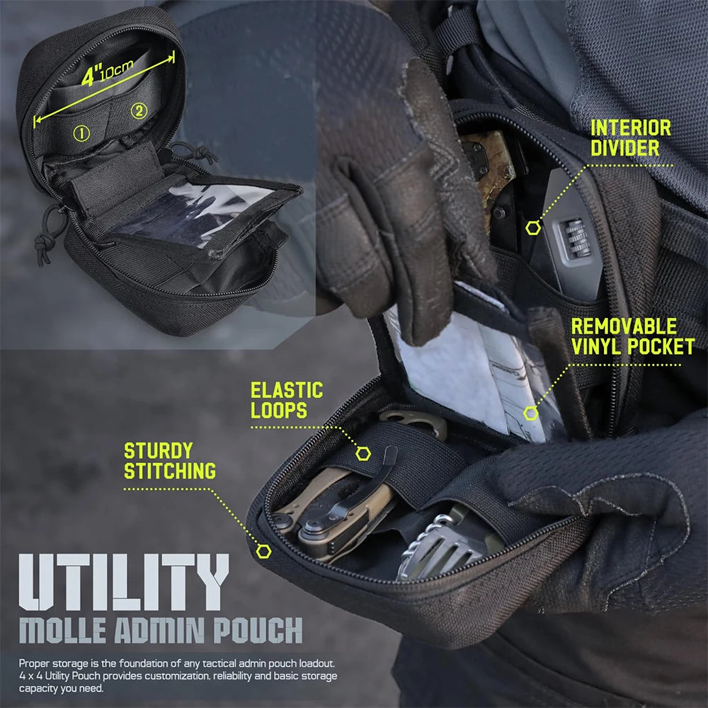 Mini Tactical Molle Pouch Compact Admin Pouch EDC Tool Pouch Utility Multi-Purpose Waist Belt Pouch Outdoor Hunting Camping Bag