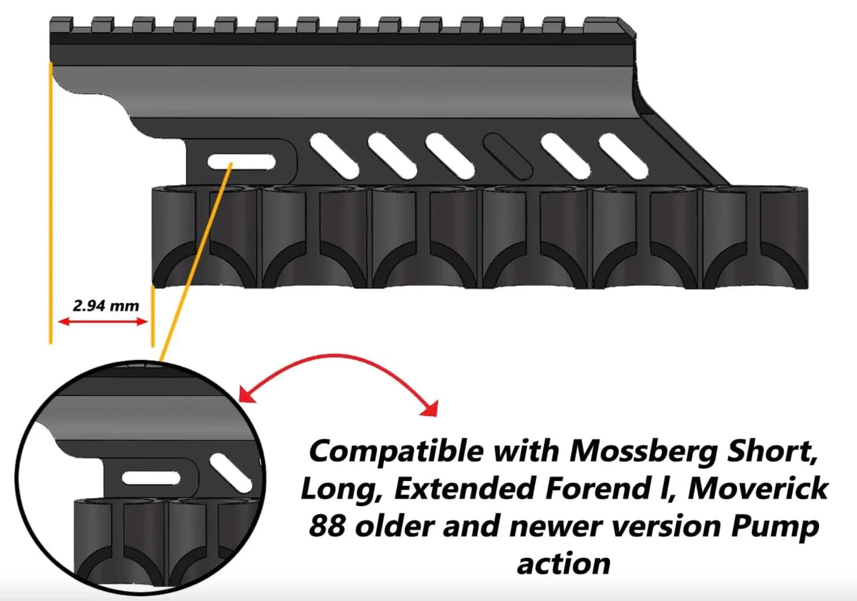 Not Fit Airsoft Mossberg Side Saddle Shell Holder, Universal Short/Long/Extended Pump Action for 12GA Mossberg/Maverick 88