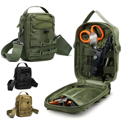 Tactical Molle Pouch with Shoulder Strap, Outdoors Lightweight Portable Phone Pouch, Utility Compact EDC Pouches Bag for Hiking