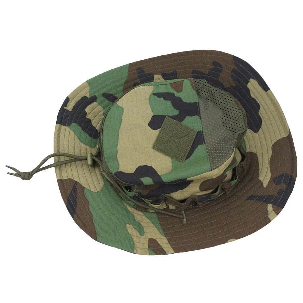 Camo Outdoor Enthusiasts Square Pocket Bonnie Cap Outdoor Bucket Benny Hats Fishing Hiking Outdoor Sun Caps