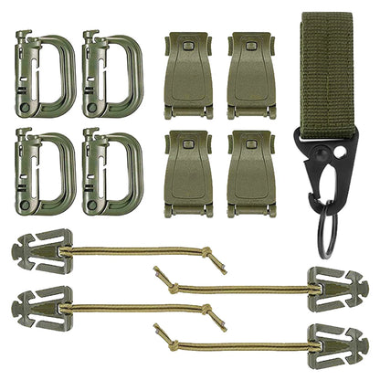 Molle Accessories Kit of 13 Outdoor Tactical Backpack Vest Waistband Locking Gear Mesh Support Elastic Buckle Hunting accessory