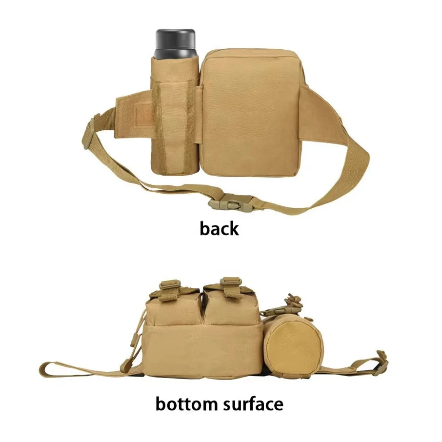 Multi-sport water bottle waist bag is detachable and suitable for outdoor sports such as mountaineering, camping, and hiking