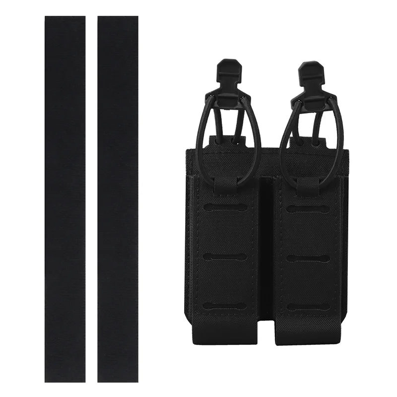 Double 9mm Pistol Mag Pouch  2.0 Holder Pouch MOLLE Panel Portable Airsoft Range Shooting Essentials