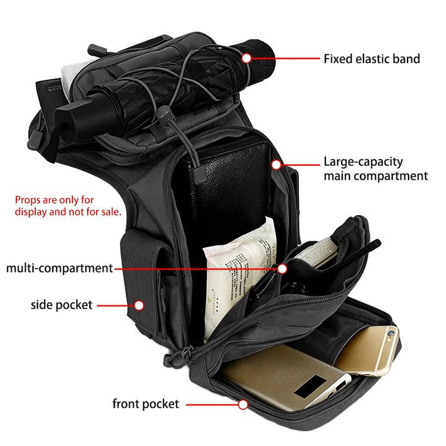 Multi-compartment Portable Thigh Pack, Dual Strap Secure Waist Bag, Outdoor Tool Storage Bag