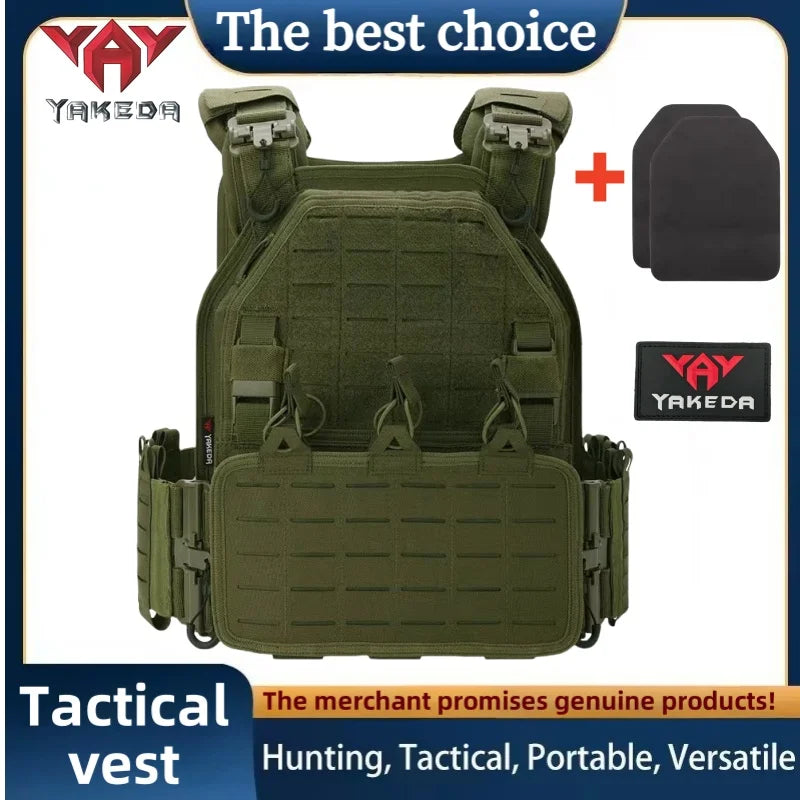 YAKEDA Tactical Vest 6094 Fast Detachable Light Laser Cut Outdoor Hunting Black Gear Carry Vest of High Quality 1000D Nylon