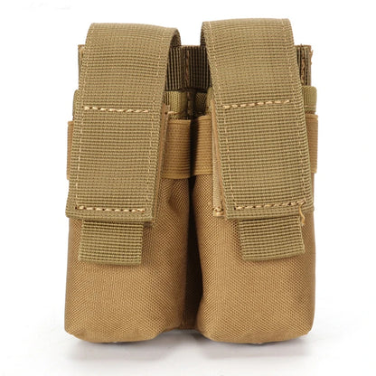 MOLLE Tactical Double Mag Pouch Portable Adjustable 9mm Magazine Holder for Hunting Shooting Vest Sports Outdoor